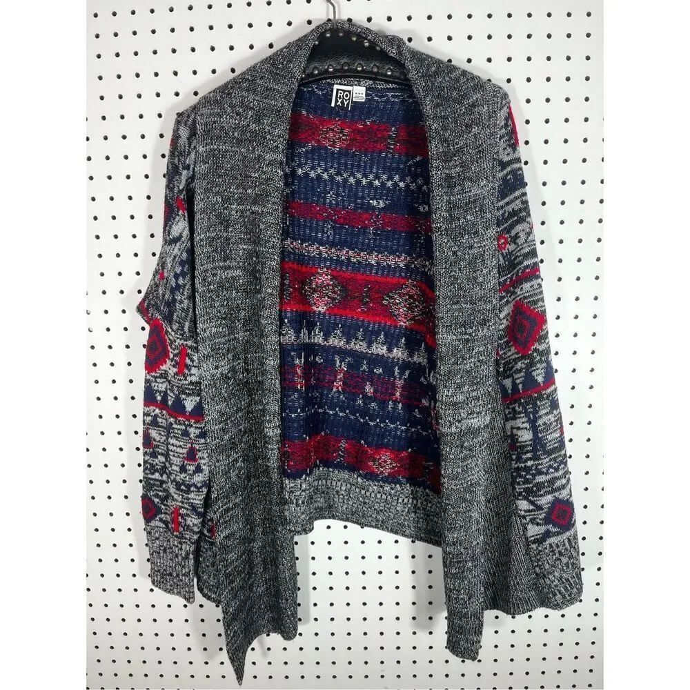 Roxy tribal print open cardigan sweater size M